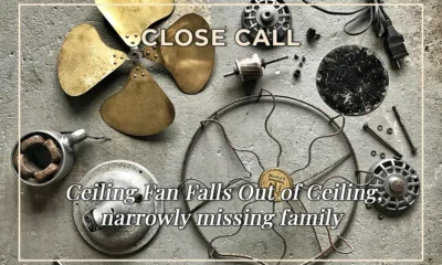 Ceiling Fan Falls Out of Ceiling, narrowly missing family